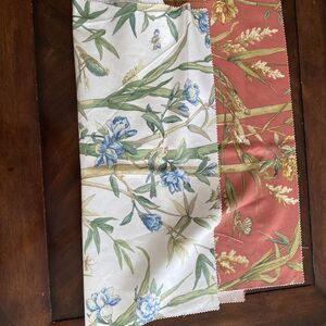 BAMBOO GROVE Fabric Remants (TWO) Bird Theme (1) Square 26" (2) 21"x25"